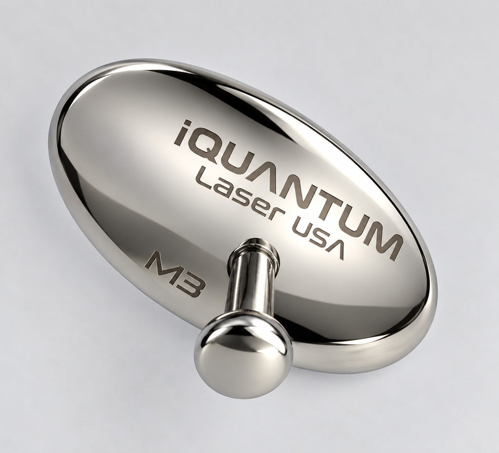 iQUANTUM SHIELD stainless steel corneal laser eye shield, size L / M3, with integrated grip